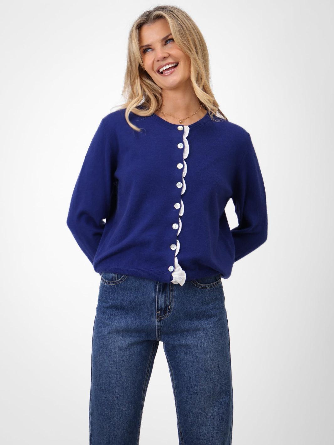 Kate & Pippa Lilah Cardigan In Blue-Kate & Pippa Autumn/Winter Ladies Clothing