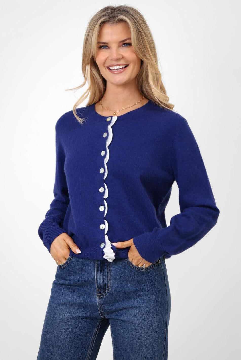 Kate & Pippa Lilah Cardigan In Blue-Kate & Pippa Autumn/Winter Ladies Clothing