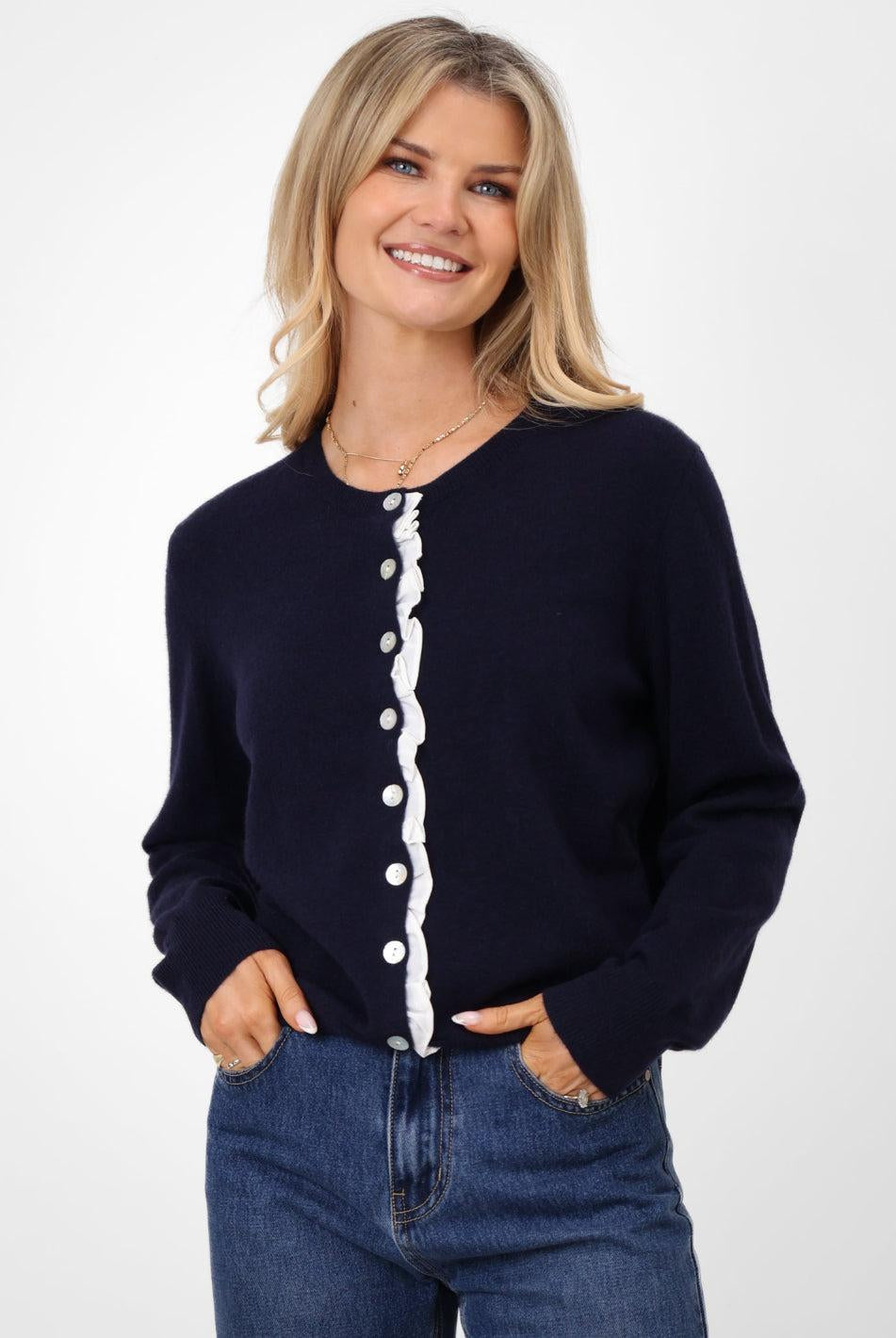 Kate & Pippa Lilah Cardigan In Navy-Kate & Pippa Autumn/Winter Ladies Clothing