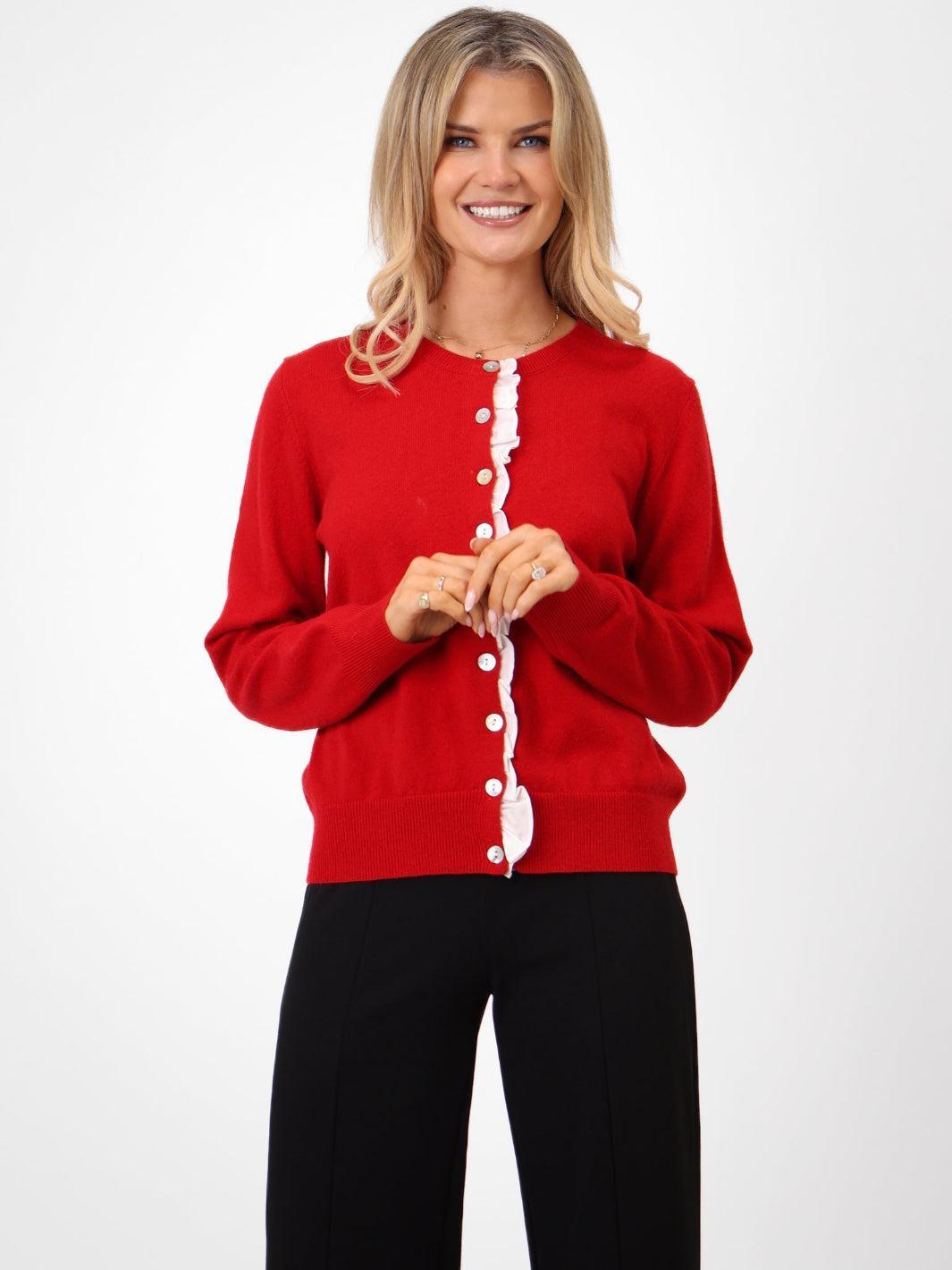 Kate & Pippa Lilah Cardigan In Red-Kate & Pippa Autumn/Winter Ladies Clothing