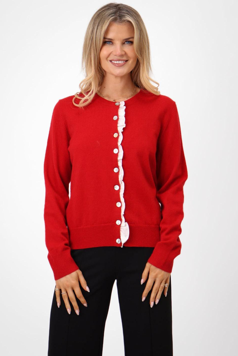 Kate & Pippa Lilah Cardigan In Red-Kate & Pippa Autumn/Winter Ladies Clothing