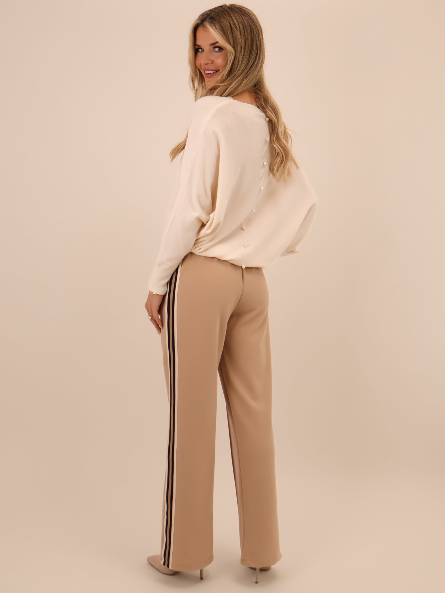 Kate & Pippa Nicks Stripe Trousers In Beige-Kate & Pippa