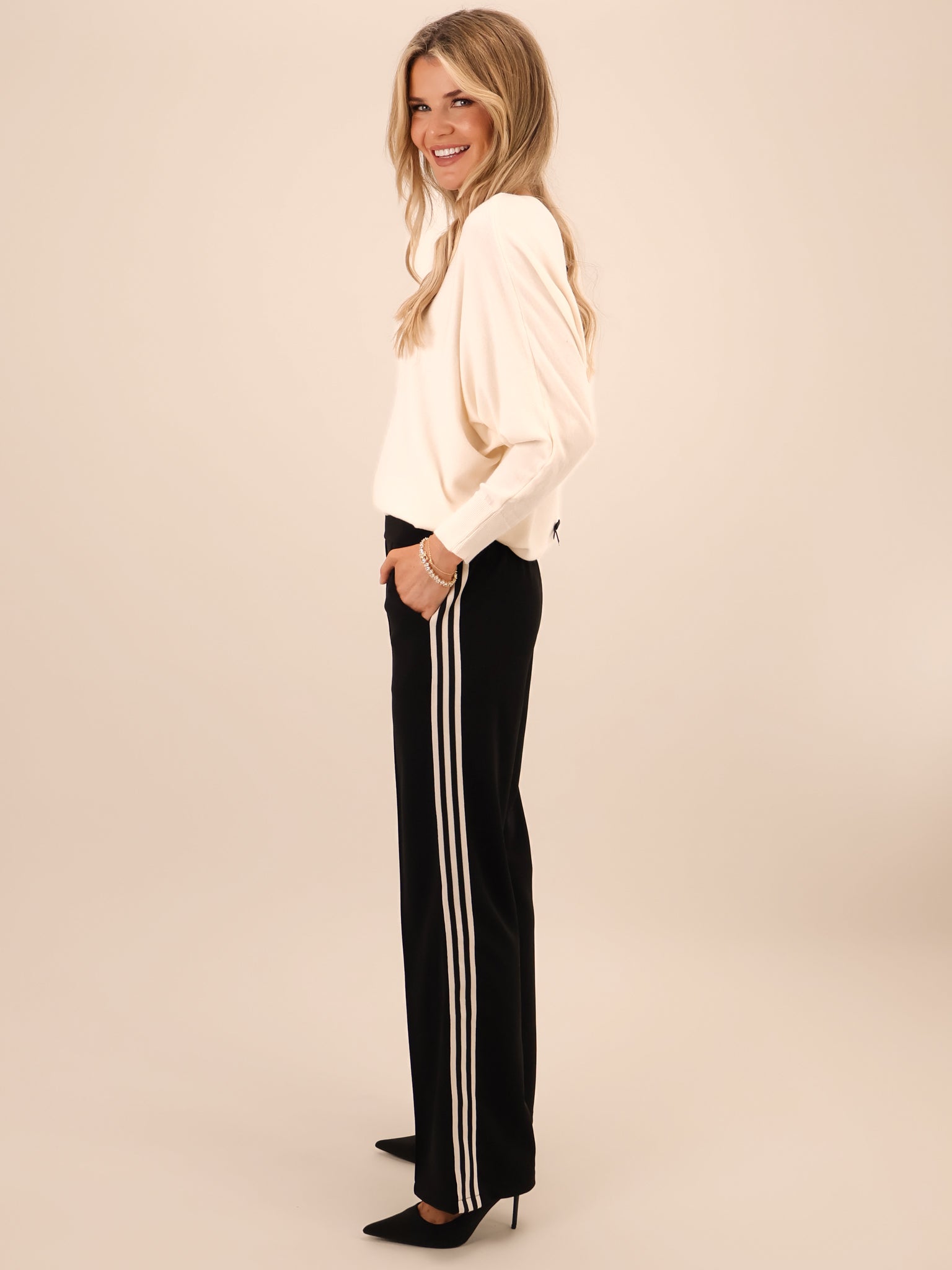 Kate & Pippa Nicks Stripe Trousers In Black-Kate & Pippa