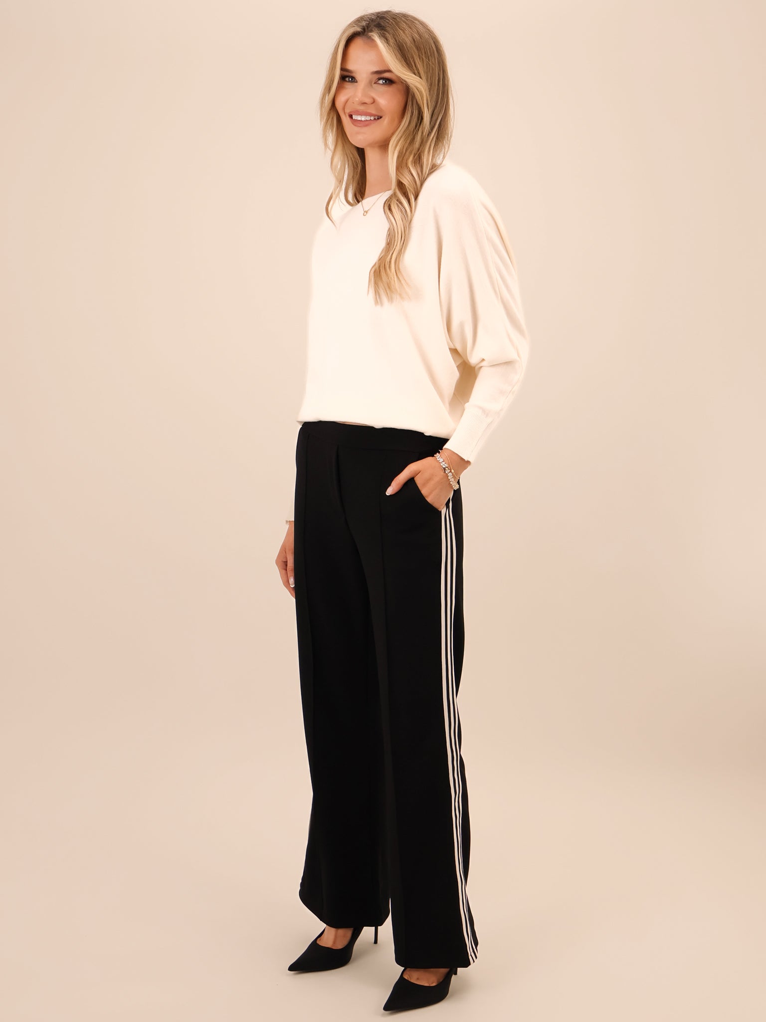 Kate & Pippa Nicks Stripe Trousers In Black-Kate & Pippa