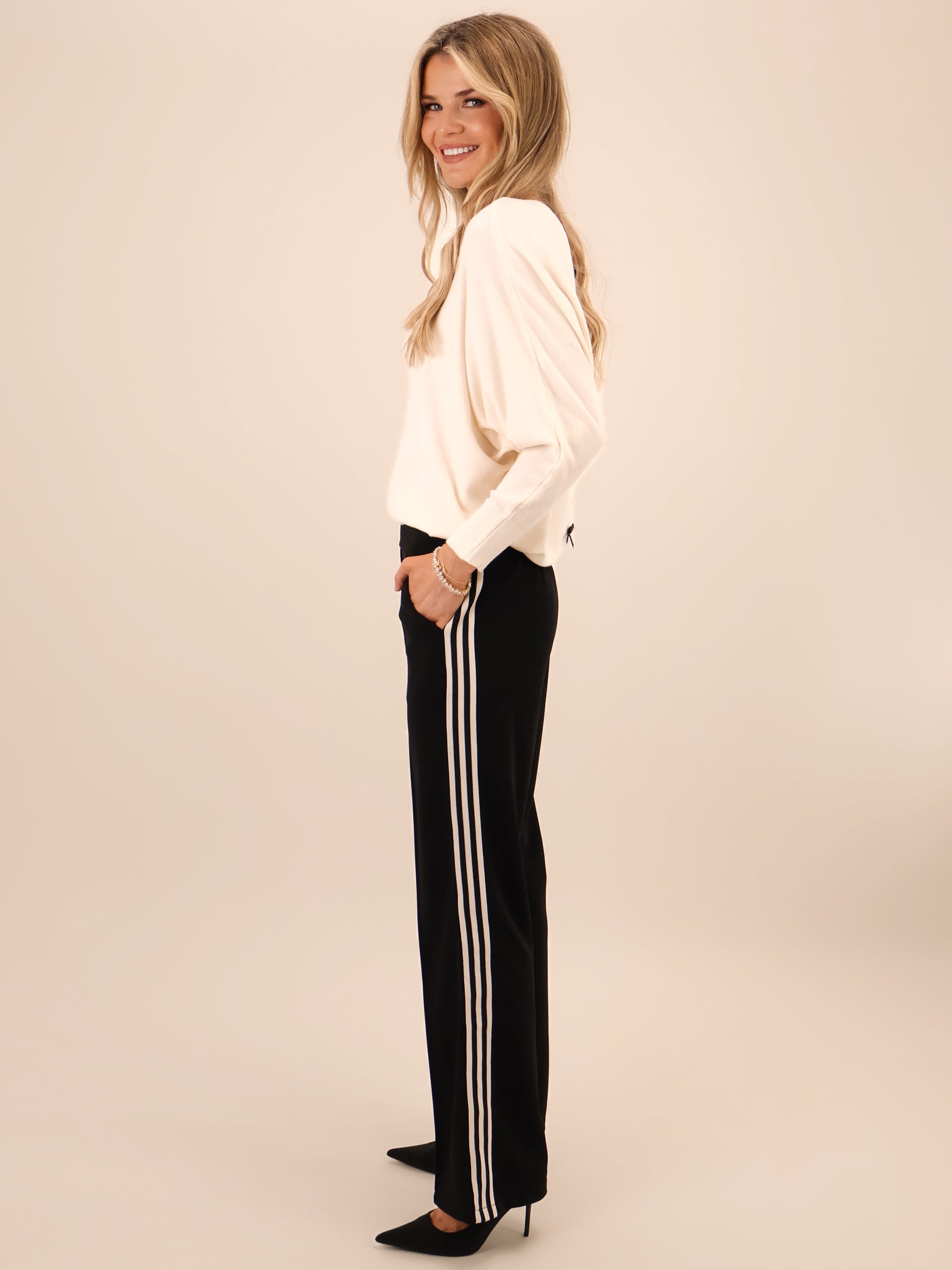 Kate & Pippa Nicks Stripe Trousers In Black-Kate & Pippa