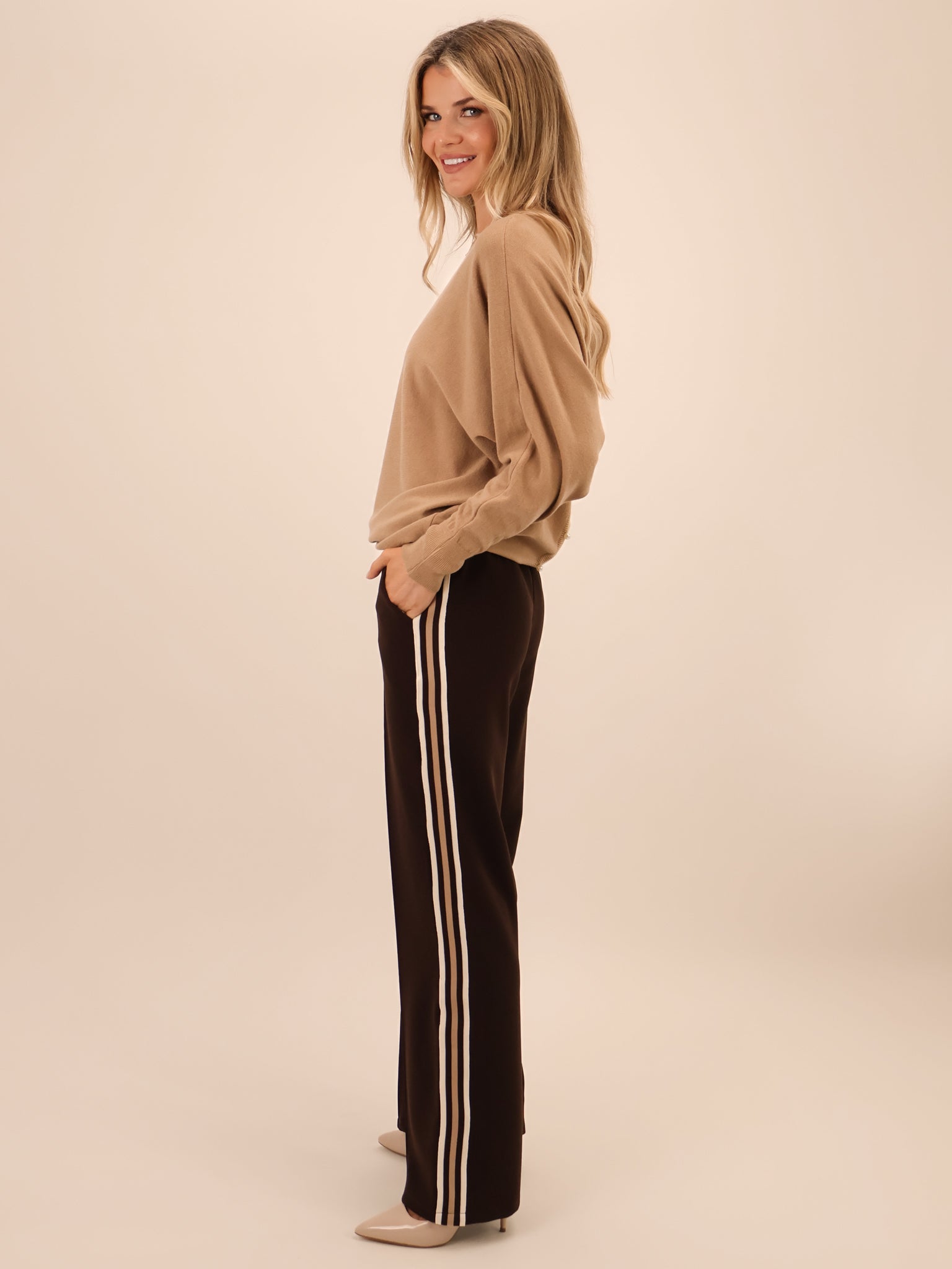Kate & Pippa Nicks Stripe Trousers In Brown-Kate & Pippa