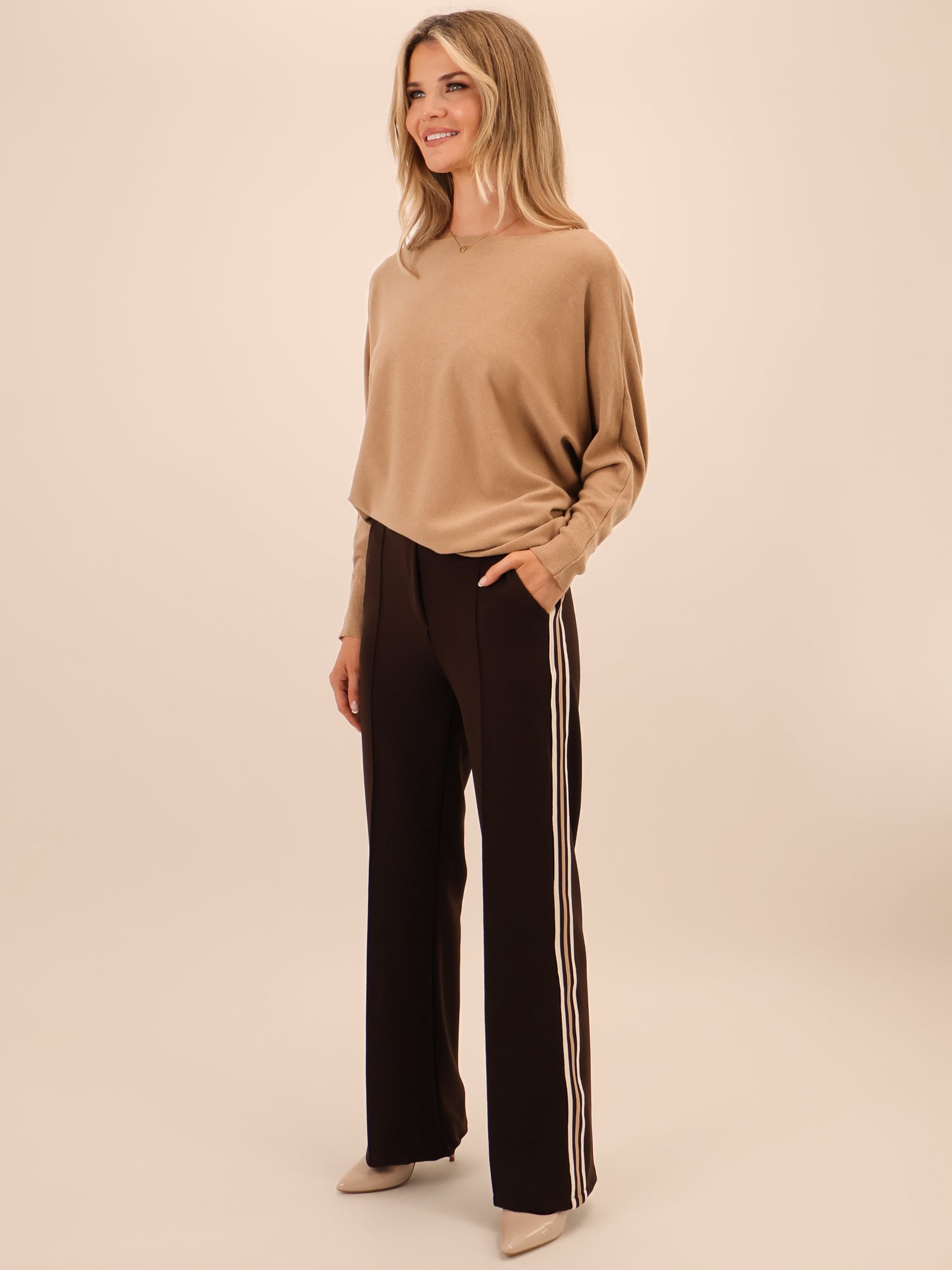 Kate & Pippa Nicks Stripe Trousers In Brown-Kate & Pippa