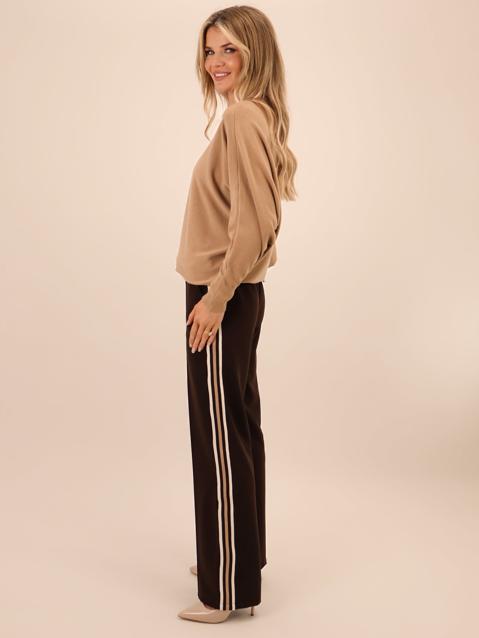 Kate & Pippa Nicks Stripe Trousers In Brown-Kate & Pippa
