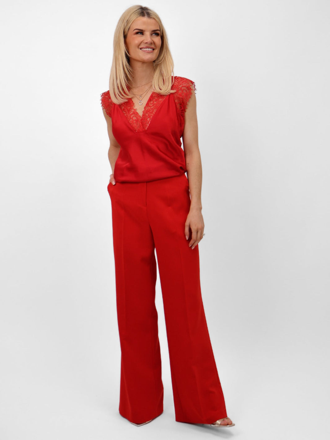 Kate & Pippa Palermo Trousers In Red-Kate & Pippa Autumn/Winter Ladies Clothing