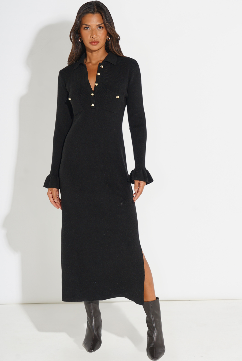 Kate & Pippa Payton Knit Dress In Black-Kate & Pippa