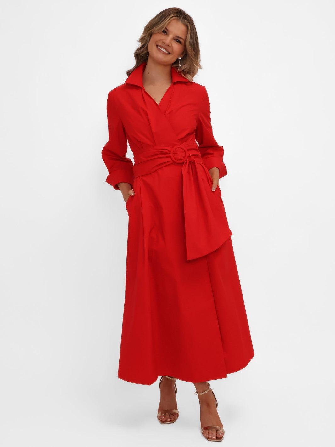 Kate & Pippa Penelope Midi Dress In Red-Kate & Pippa