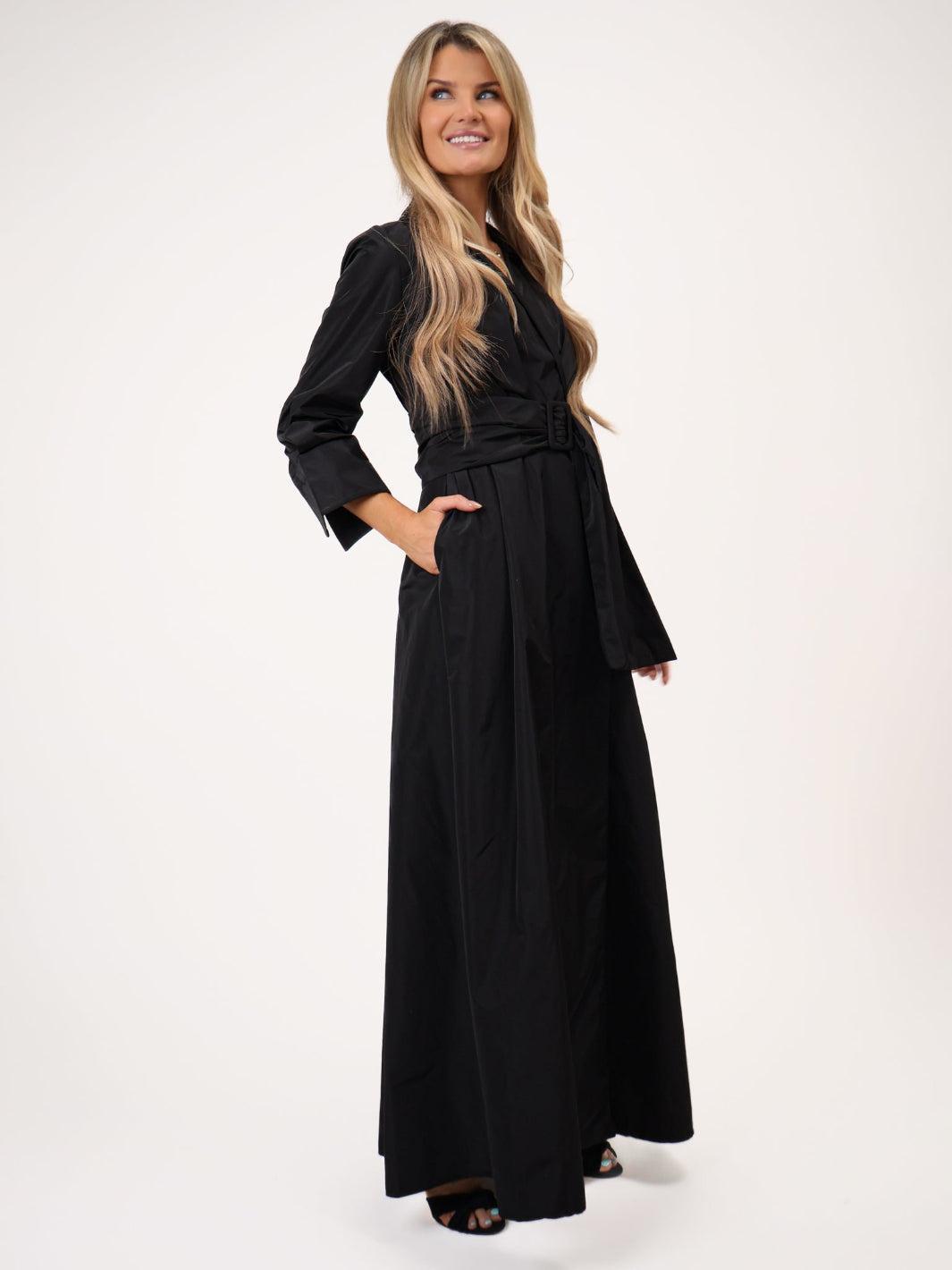 Kate & Pippa Penelope Taffeta Maxi Dress In Black-Kate & Pippa Autumn/Winter Ladies Clothing
