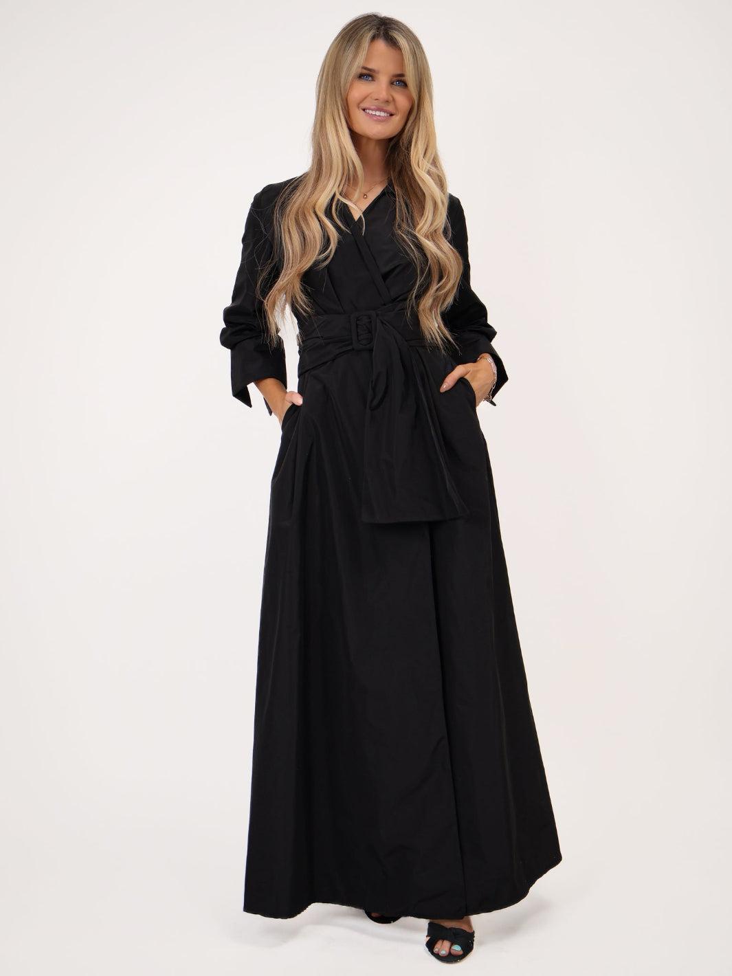 Kate & Pippa Penelope Taffeta Maxi Dress In Black-Kate & Pippa Autumn/Winter Ladies Clothing