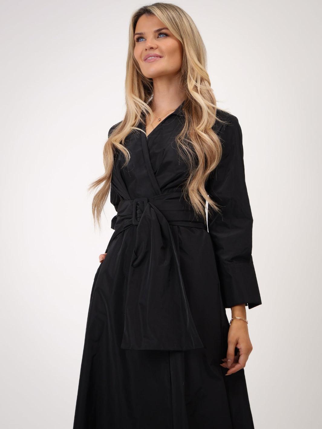 Kate & Pippa Penelope Taffeta Maxi Dress In Black-Kate & Pippa Autumn/Winter Ladies Clothing