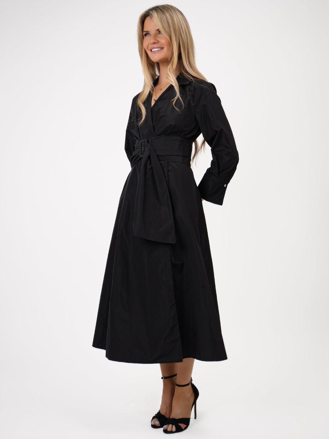 Kate & Pippa Penelope Taffeta Midi Dress In Black-Kate & Pippa Autumn/Winter Ladies Clothing