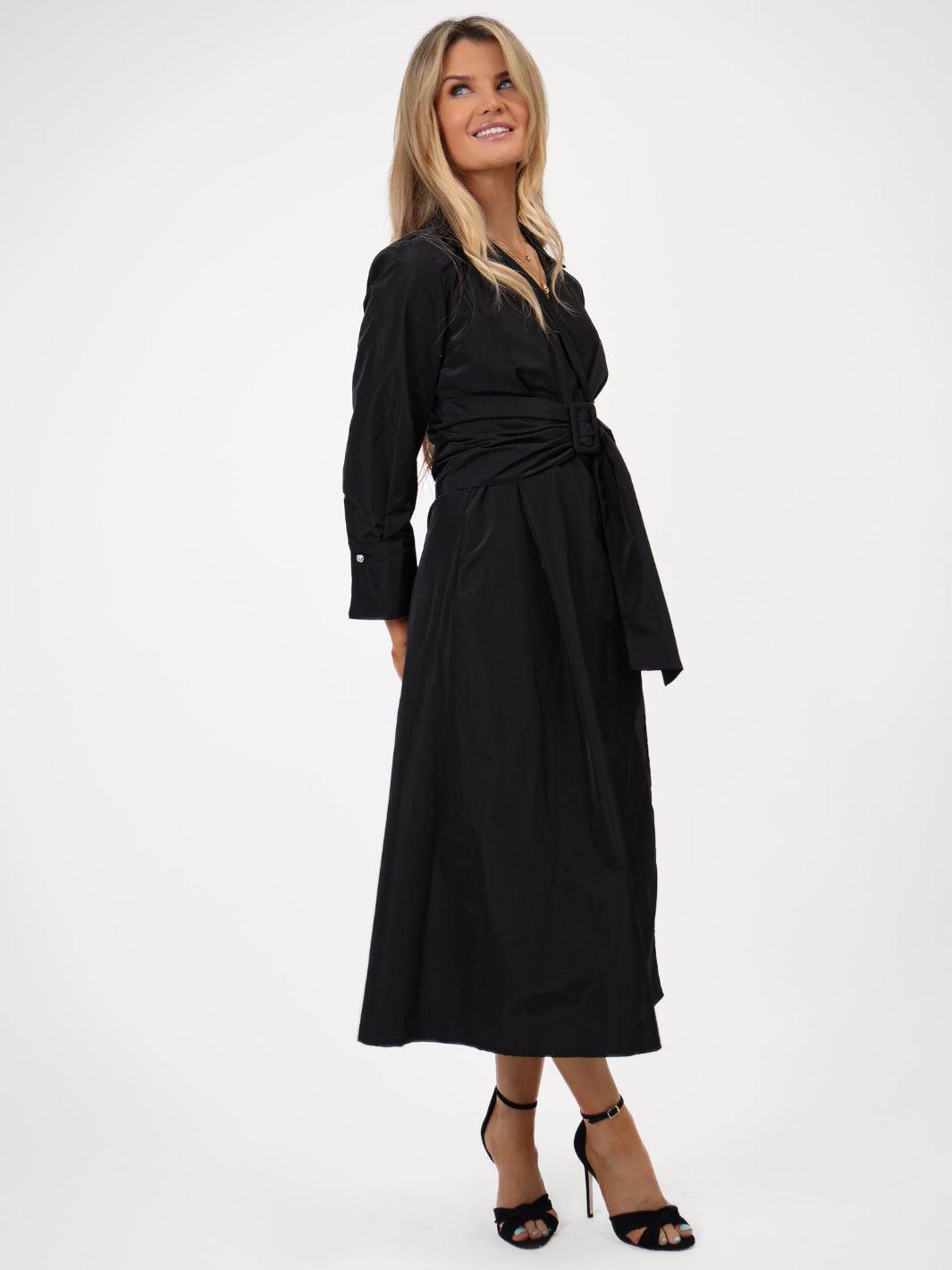 Kate & Pippa Penelope Taffeta Midi Dress In Black-Kate & Pippa Autumn/Winter Ladies Clothing