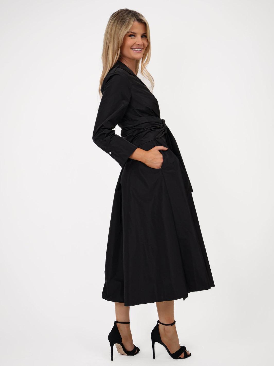 Kate & Pippa Penelope Taffeta Midi Dress In Black-Kate & Pippa Autumn/Winter Ladies Clothing