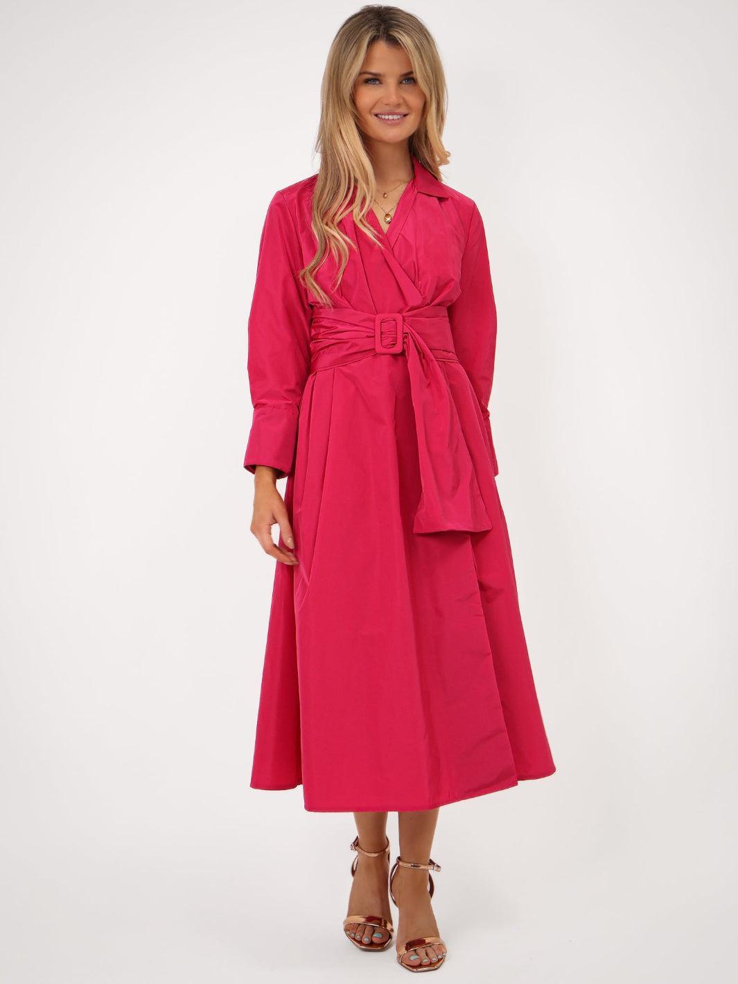 Kate & Pippa Penelope Taffeta Midi Dress In Pink-Kate & Pippa Autumn/Winter Ladies Clothing