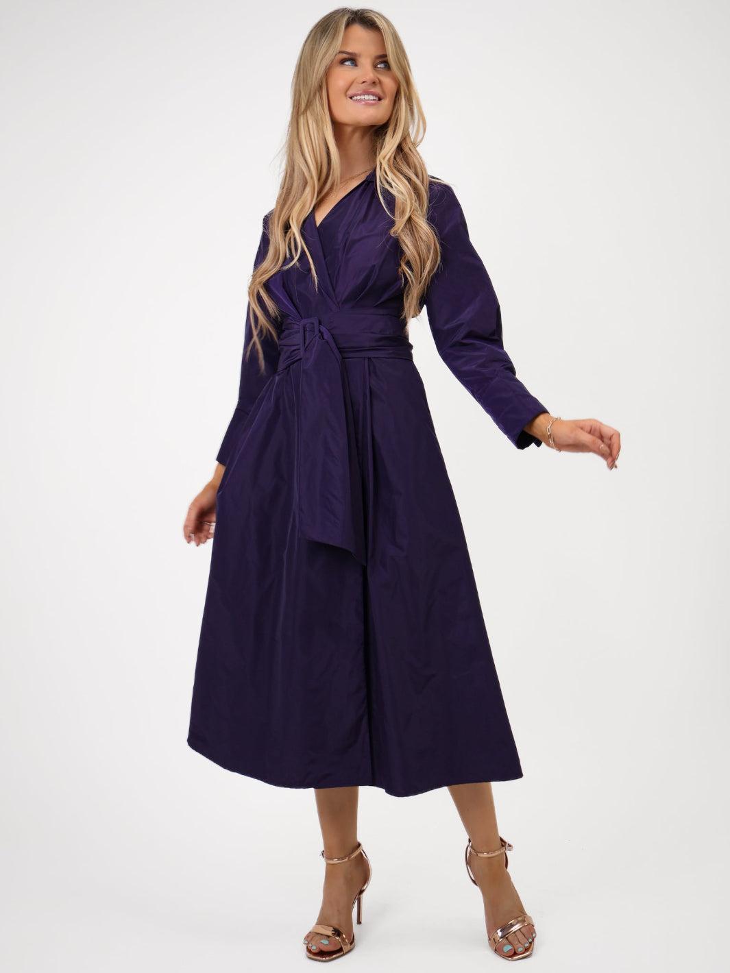 Kate & Pippa Penelope Taffeta Midi Dress In Purple-Kate & Pippa Autumn/Winter Ladies Clothing