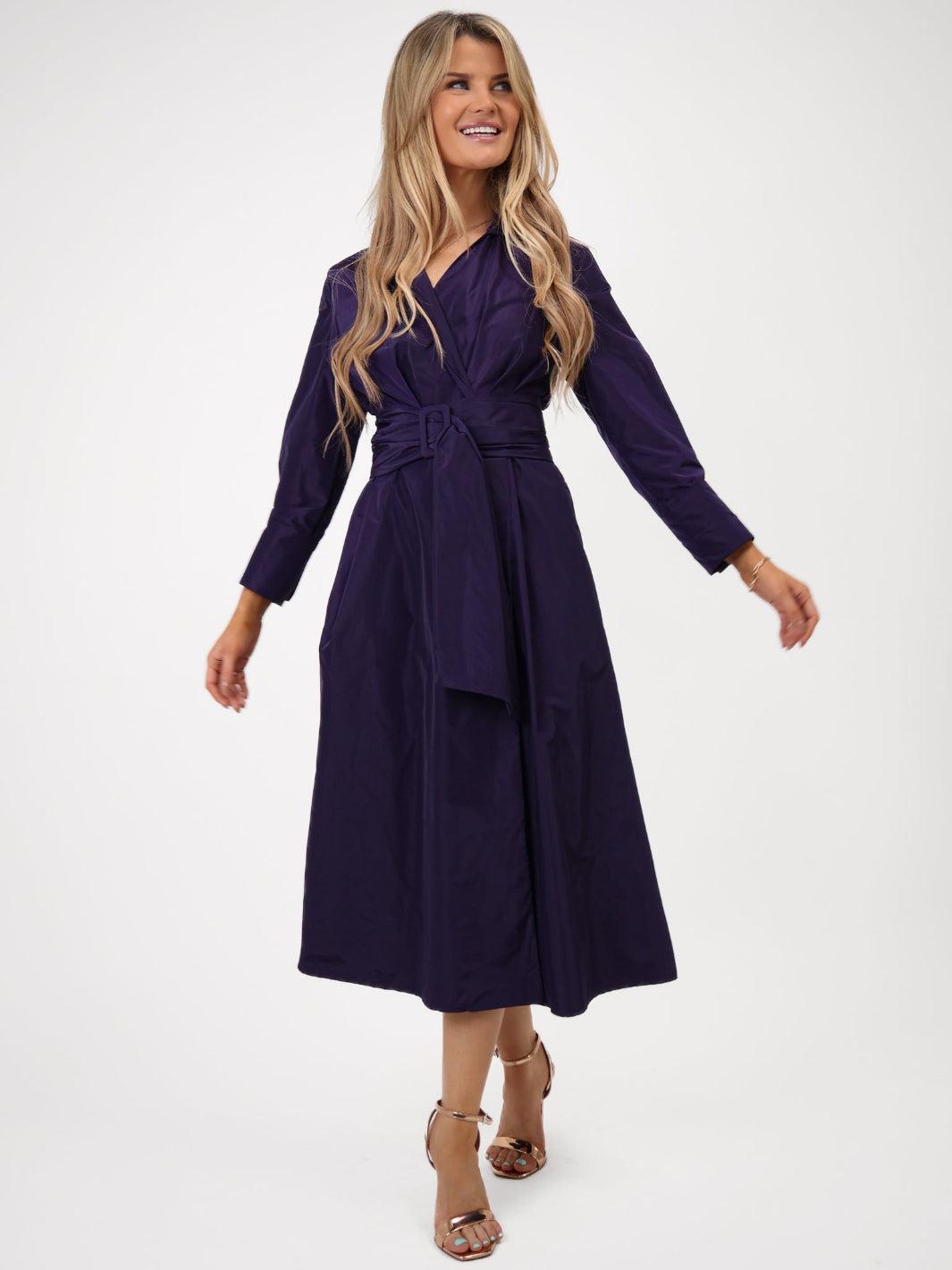 Kate & Pippa Penelope Taffeta Midi Dress In Purple-Kate & Pippa Autumn/Winter Ladies Clothing