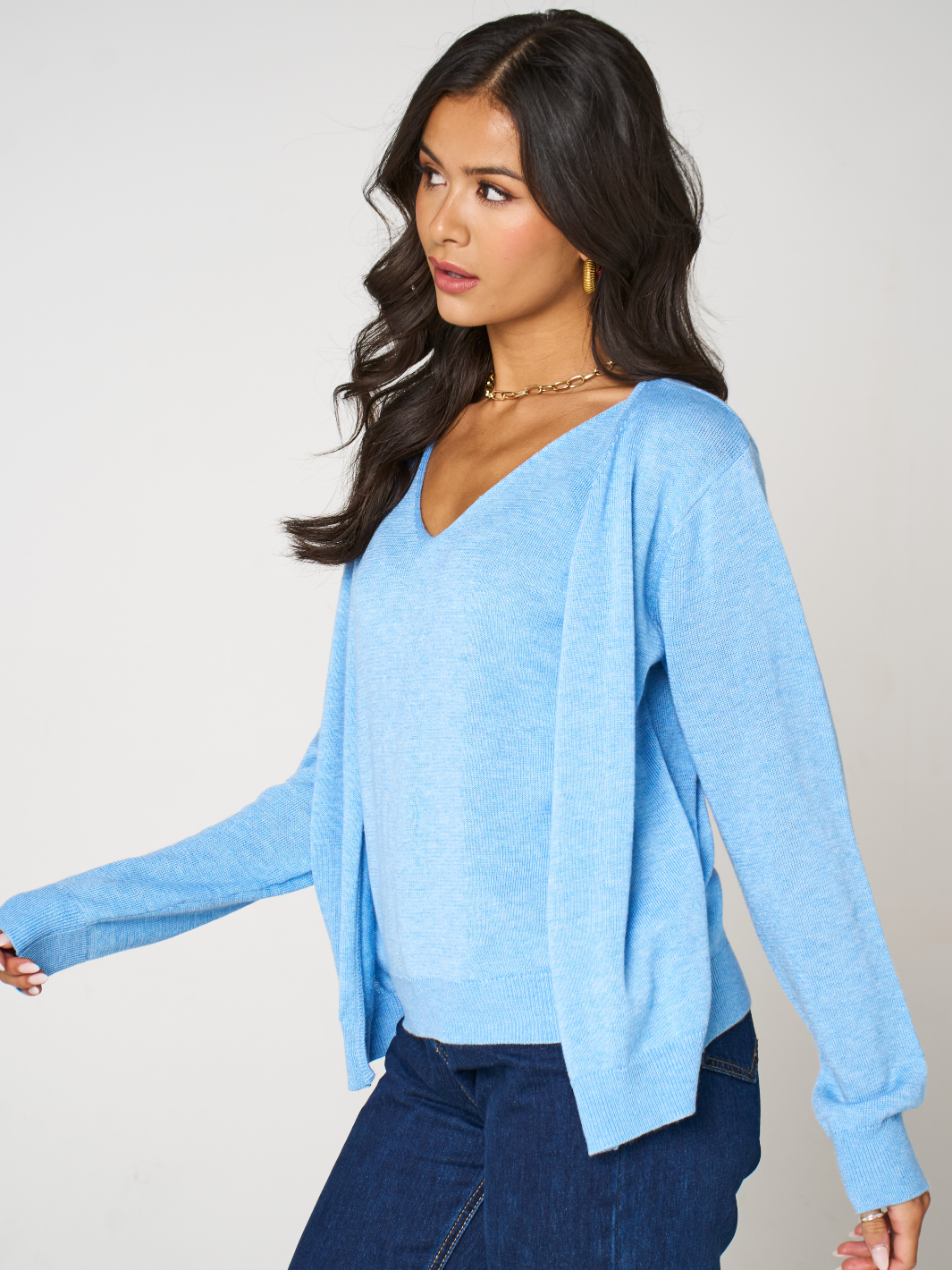 Kate & Pippa Poppy Two-In-One Cardigan In Blue-Kate & Pippa