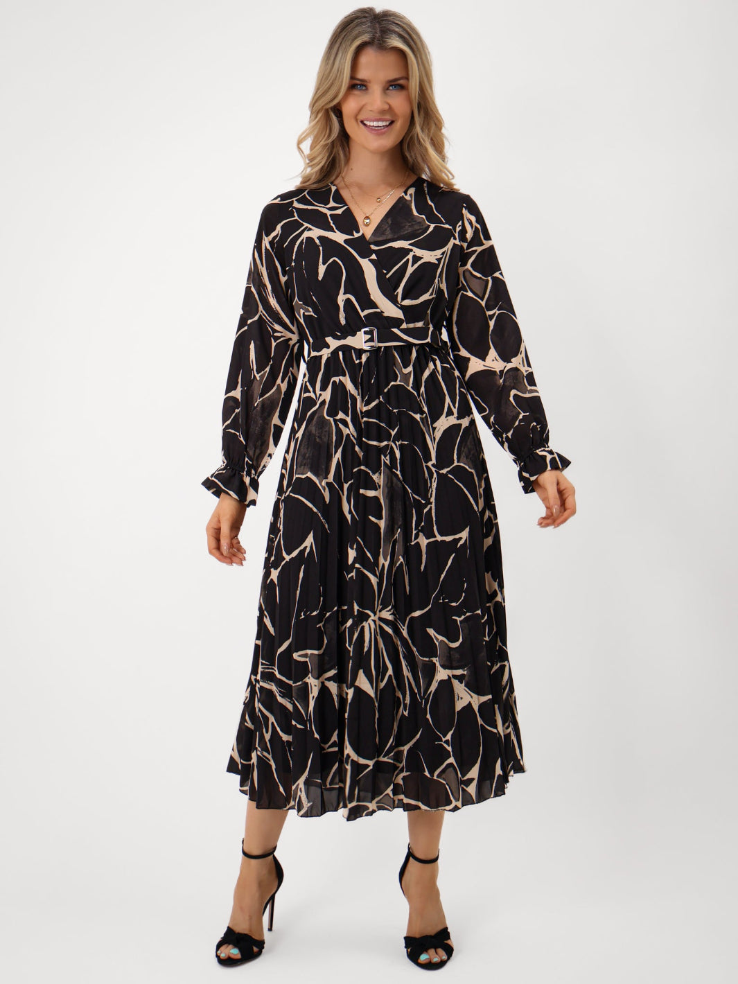 Kate & Pippa Positano Midi Dress In Black Print-Kate & Pippa Autumn/Winter Ladies Clothing
