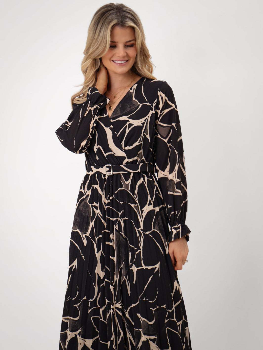 Kate & Pippa Positano Midi Dress In Black Print-Kate & Pippa Autumn/Winter Ladies Clothing