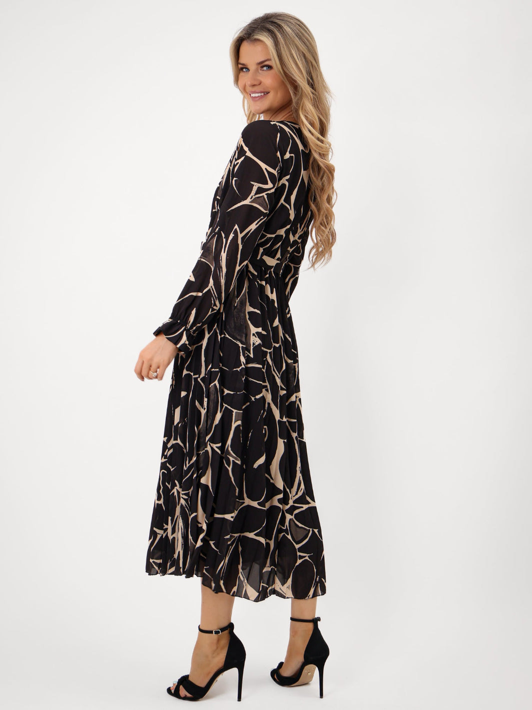 Kate & Pippa Positano Midi Dress In Black Print-Kate & Pippa Autumn/Winter Ladies Clothing