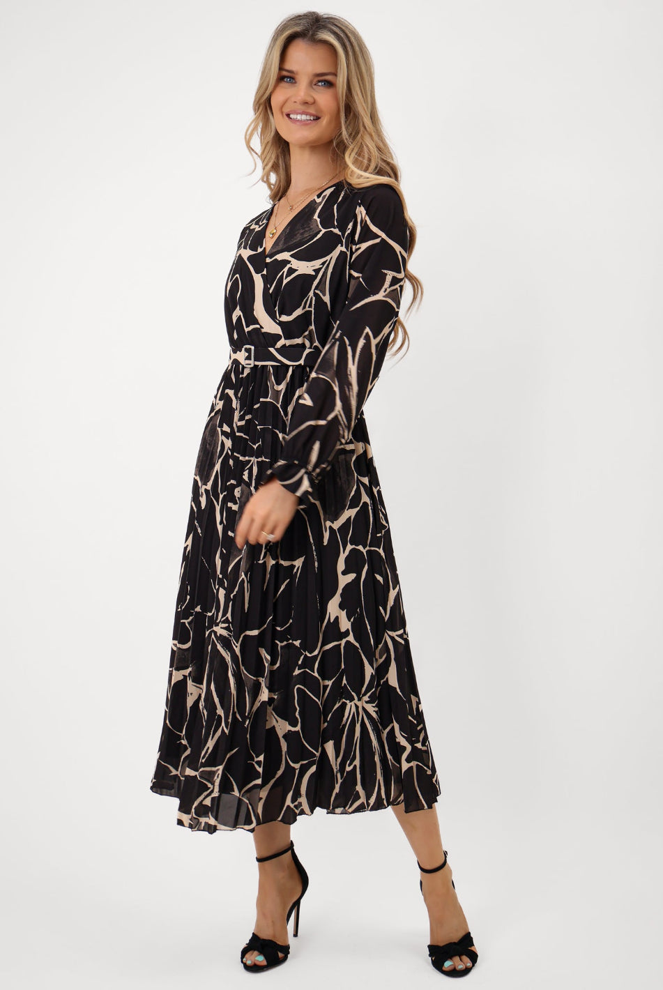Kate & Pippa Positano Midi Dress In Black Print-Kate & Pippa Autumn/Winter Ladies Clothing