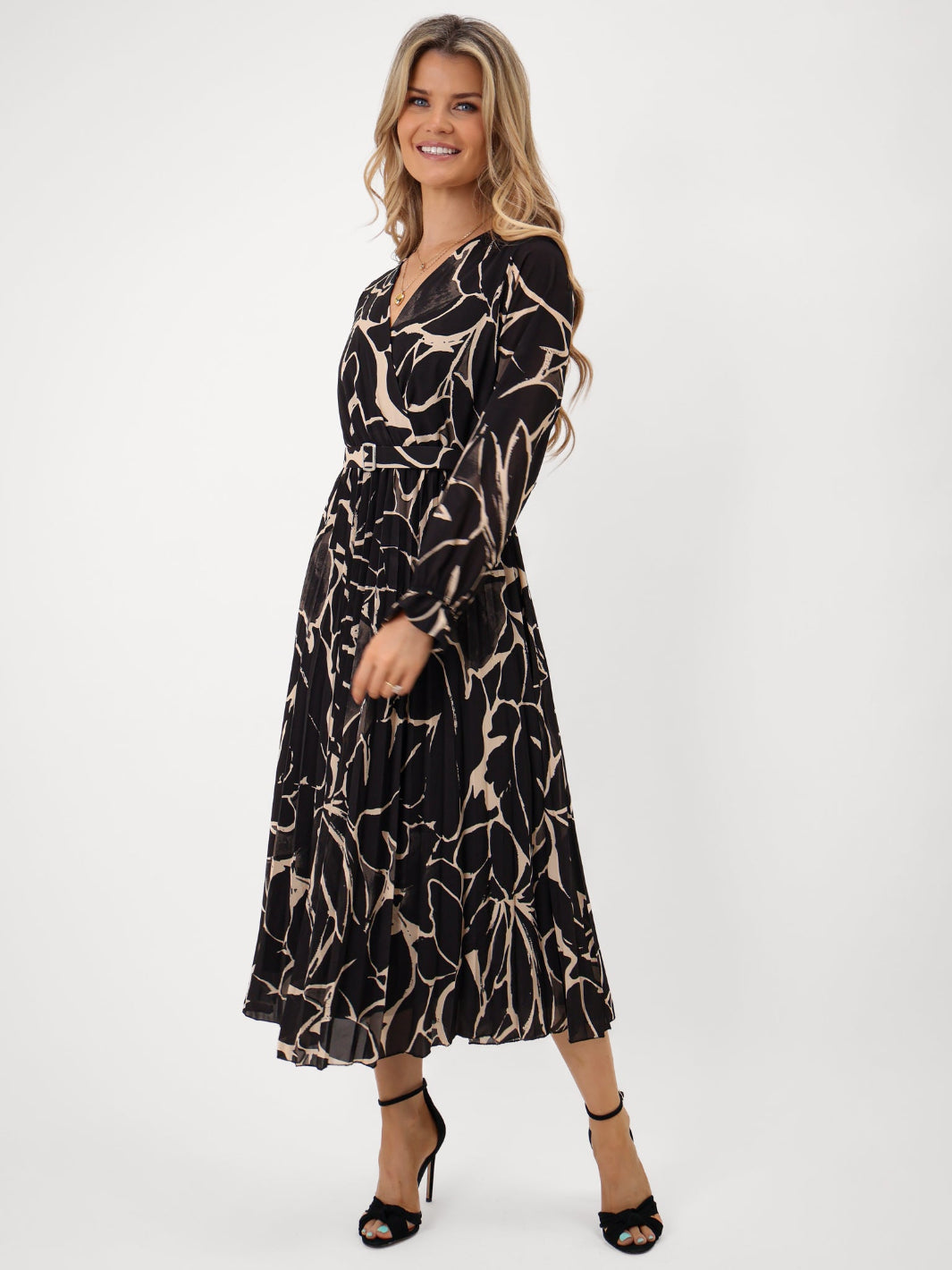 Kate & Pippa Positano Midi Dress In Black Print-Kate & Pippa Autumn/Winter Ladies Clothing