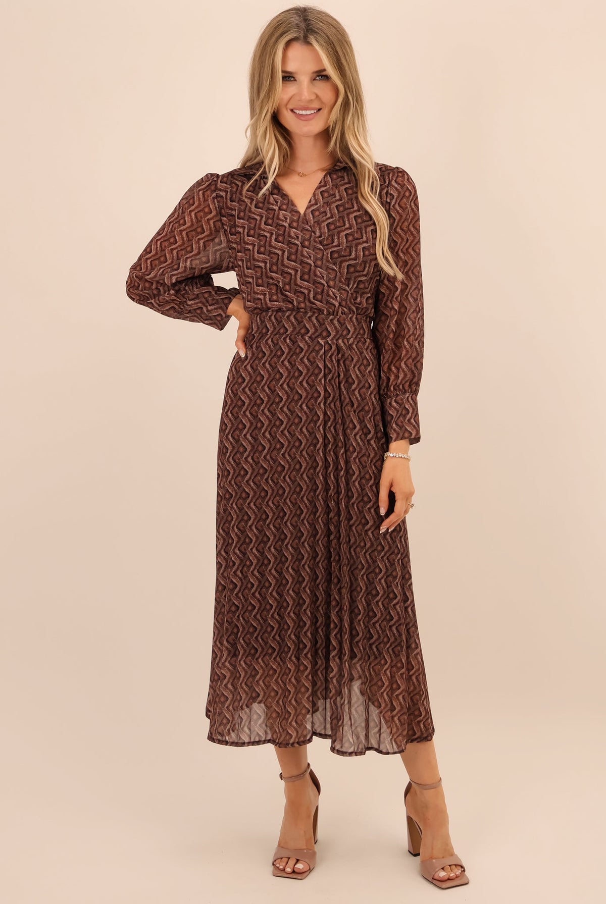 Kate & Pippa Positano Midi Dress In Brown-Kate & Pippa