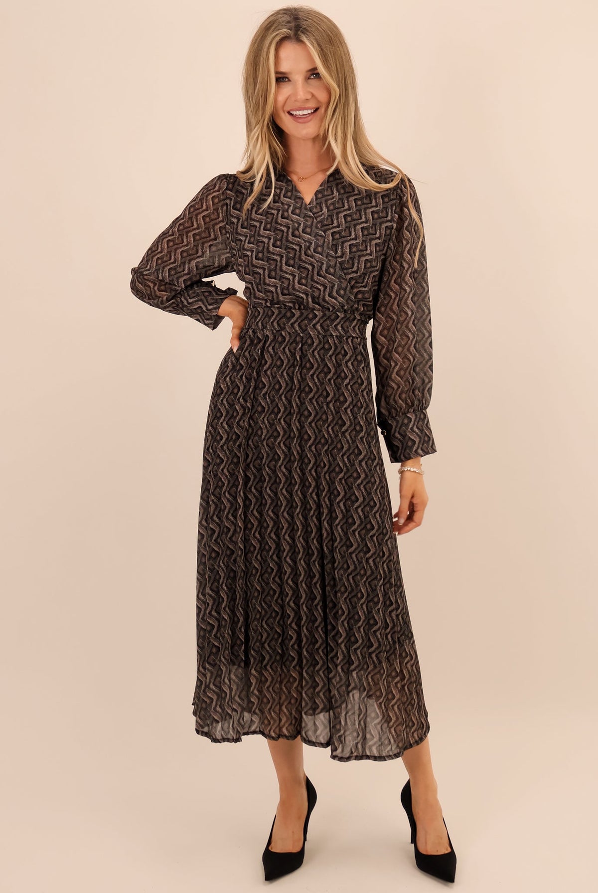 Kate & Pippa Positano Midi Dress In Grey-Kate & Pippa