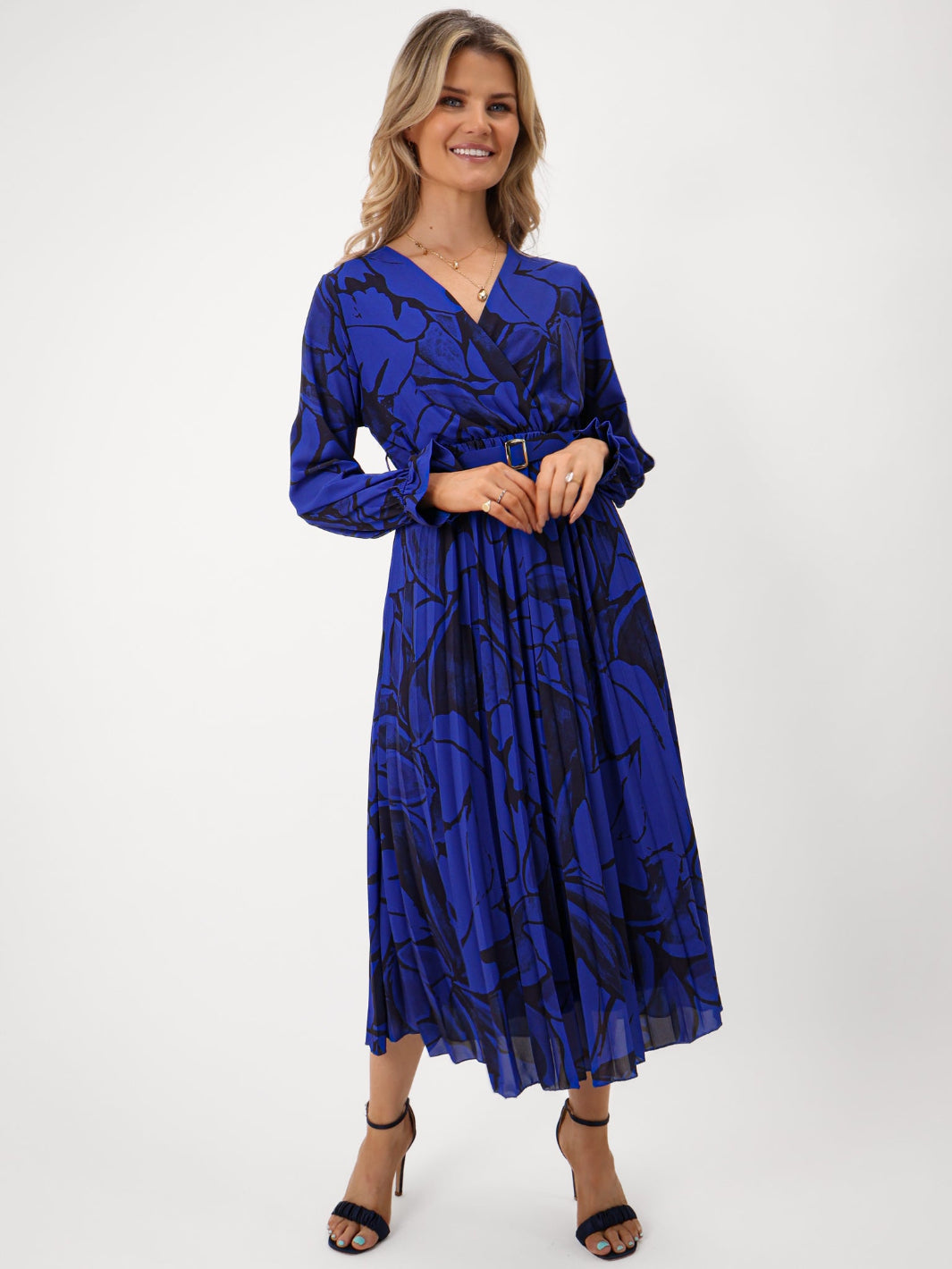Kate & Pippa Positano Midi Dress In Royal Blue Print-Kate & Pippa Autumn/Winter Ladies Clothing