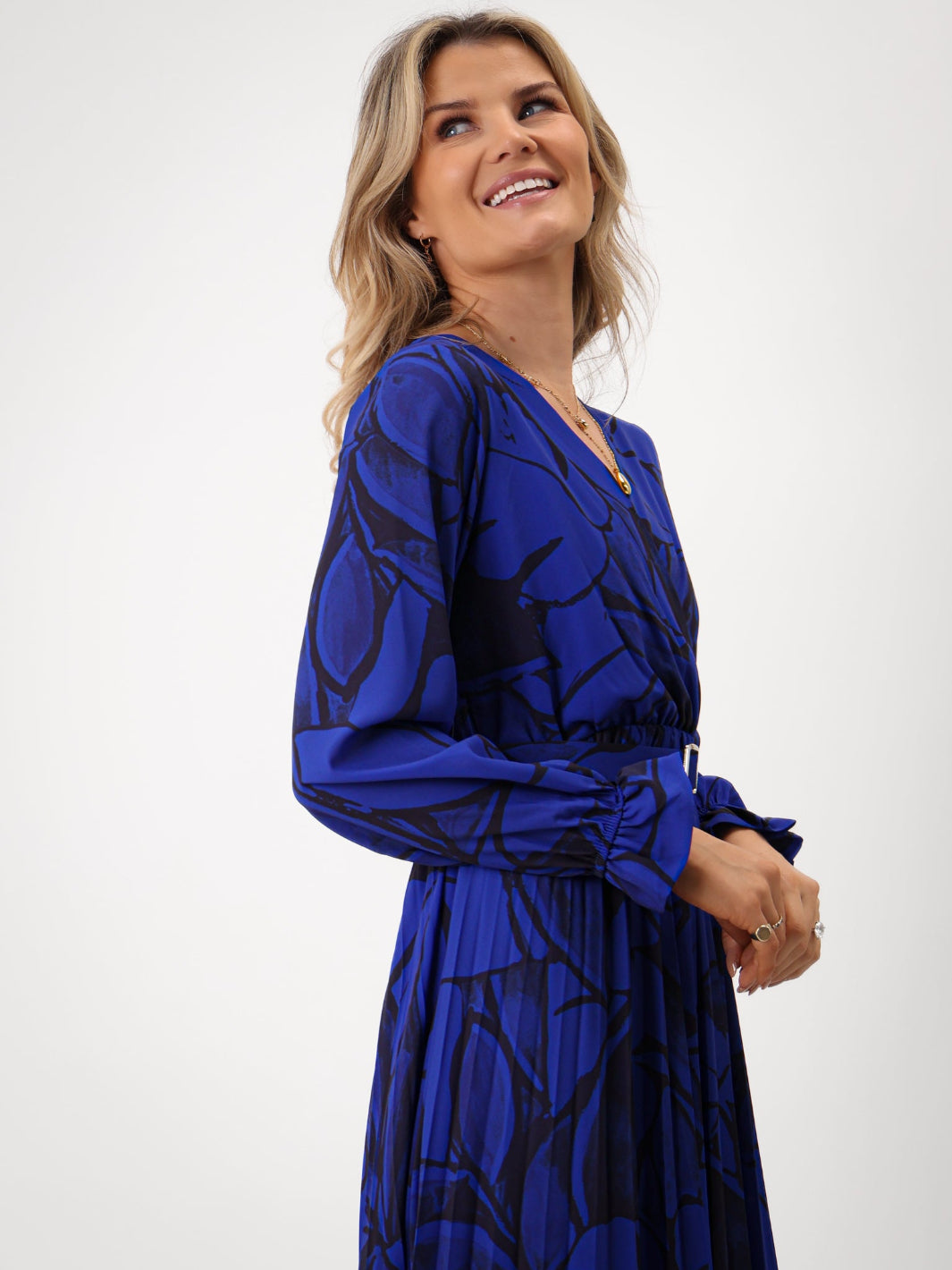 Kate & Pippa Positano Midi Dress In Royal Blue Print-Kate & Pippa Autumn/Winter Ladies Clothing