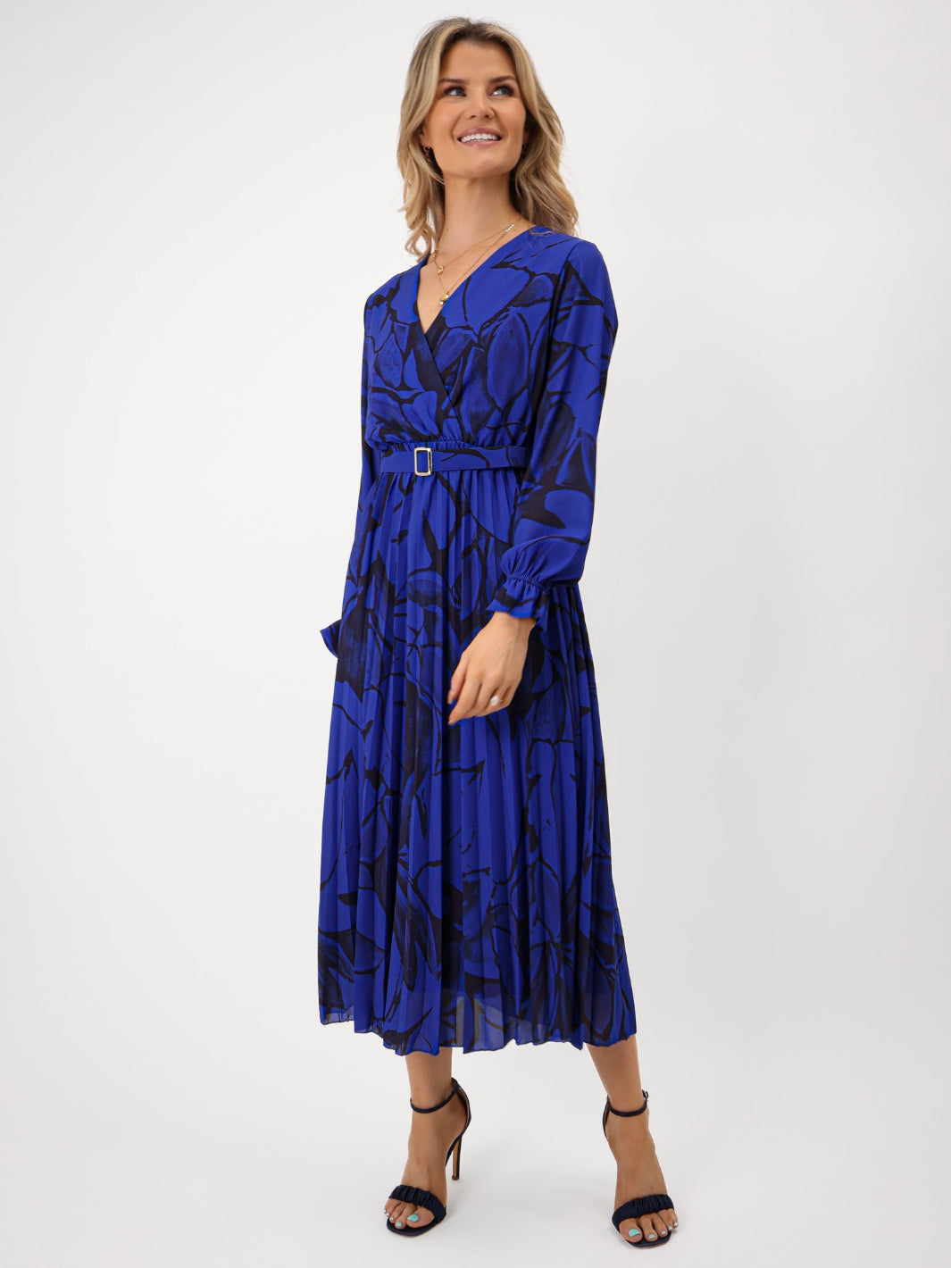 Kate & Pippa Positano Midi Dress In Royal Blue Print-Kate & Pippa Autumn/Winter Ladies Clothing