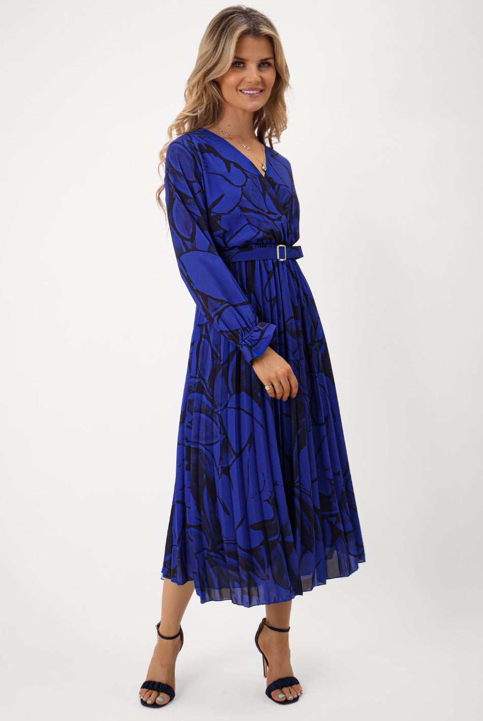 Kate & Pippa Positano Midi Dress In Royal Blue Print-Kate & Pippa Autumn/Winter Ladies Clothing