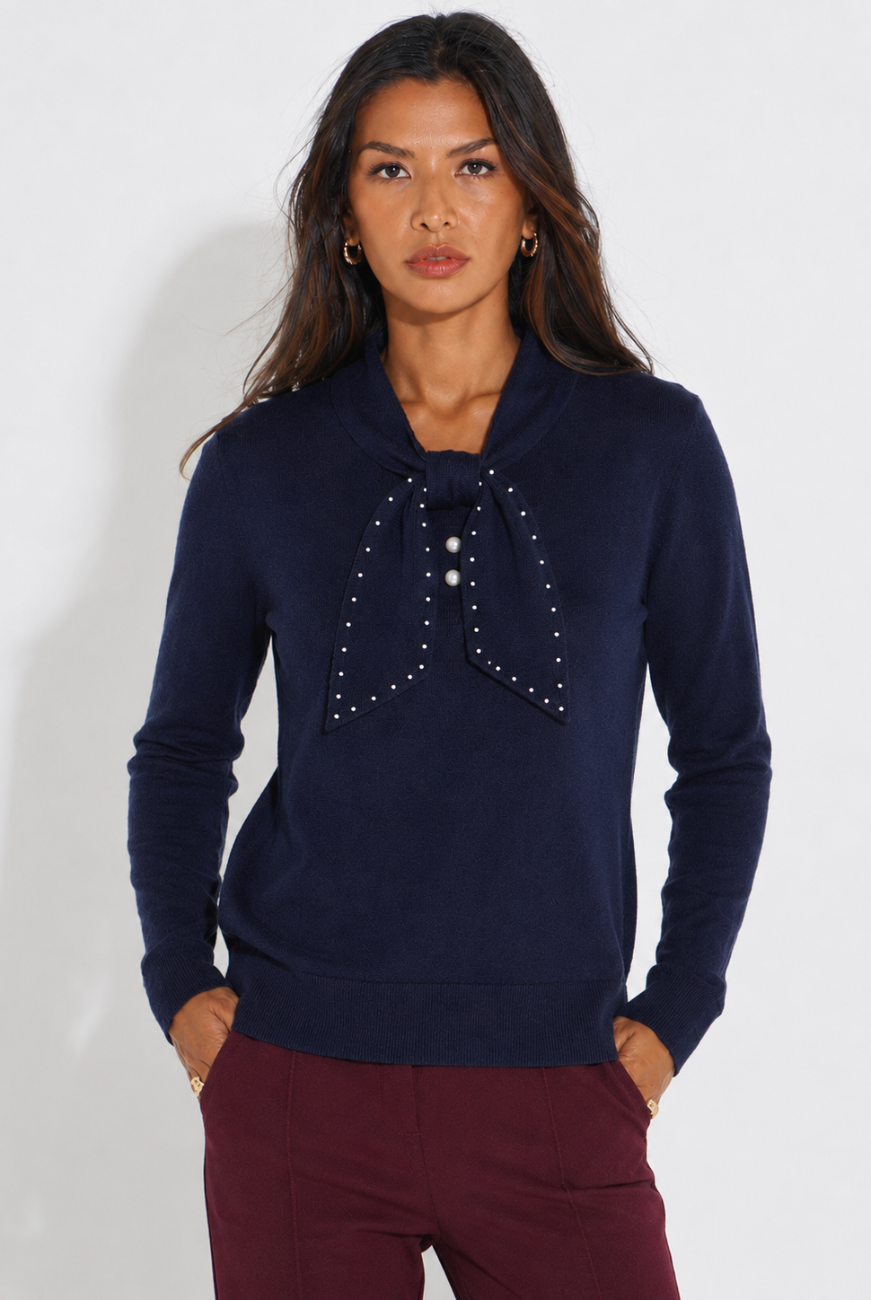 Kate & Pippa Presley Knit Top In Navy-Kate & Pippa