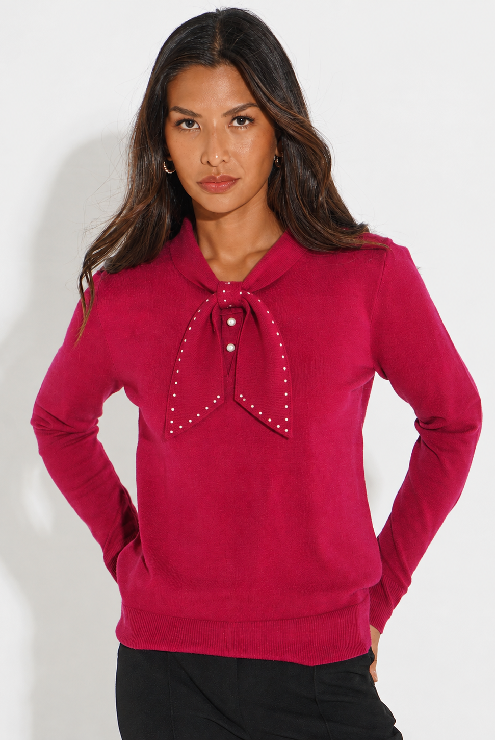 Kate & Pippa Presley Knit Top In Raspberry-Kate & Pippa