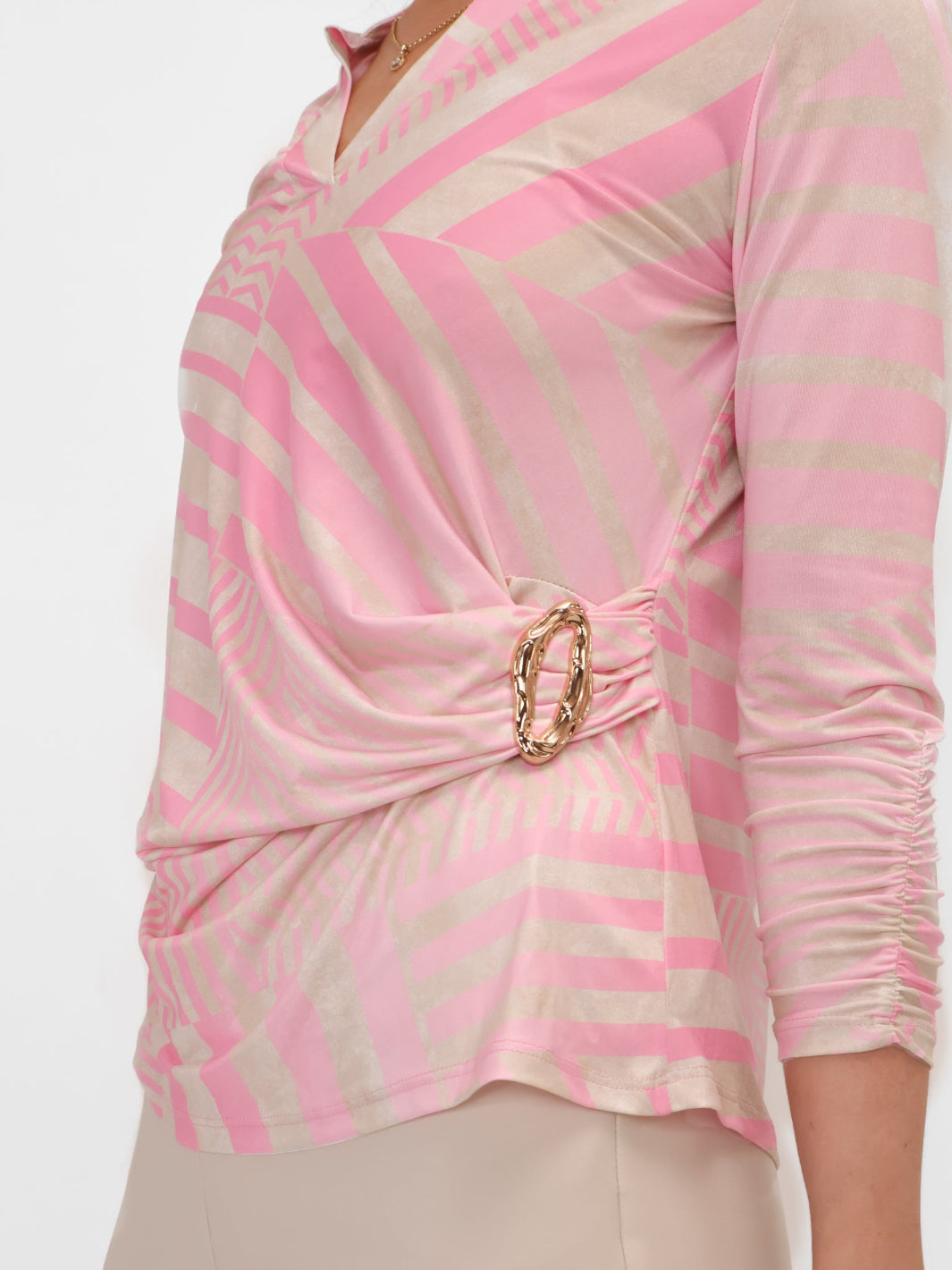 Kate & Pippa Rocco Top In Light Pink Stripe Print-Kate & Pippa