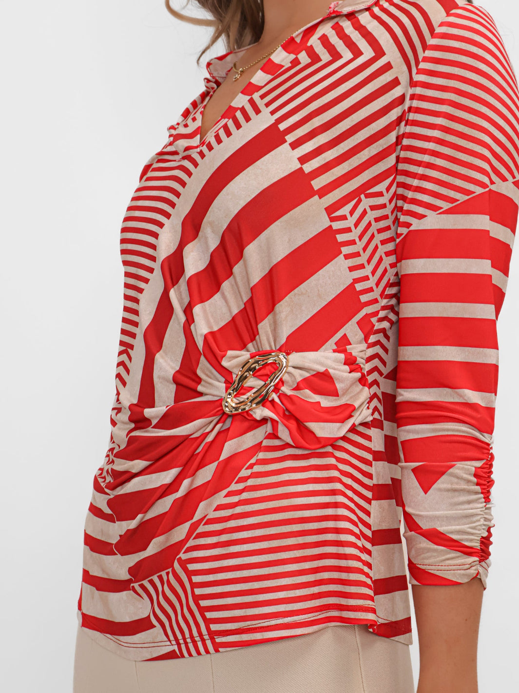 Kate & Pippa Rocco Top In Red Stripe Print-Kate & Pippa