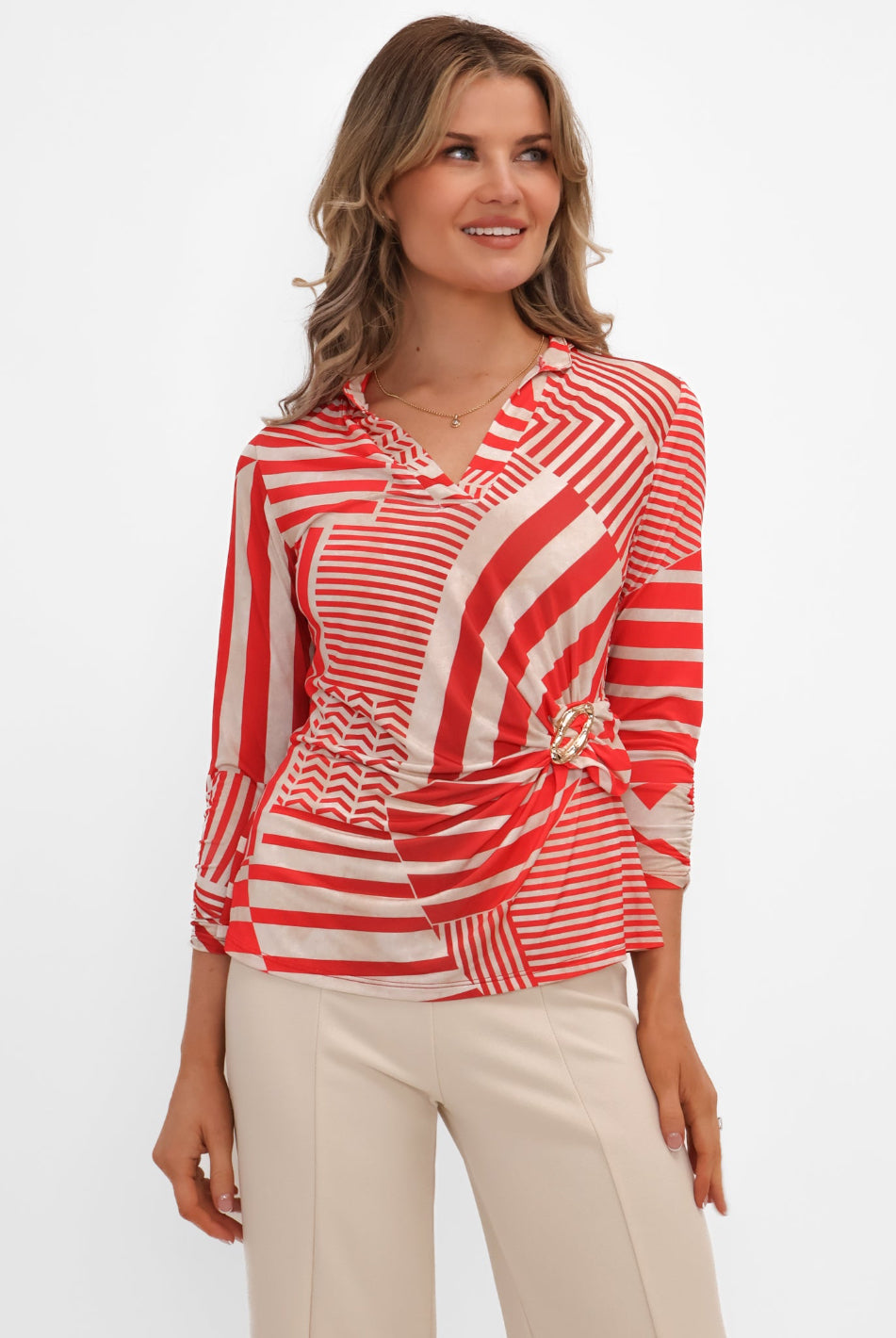 Kate & Pippa Rocco Top In Red Stripe Print-Kate & Pippa