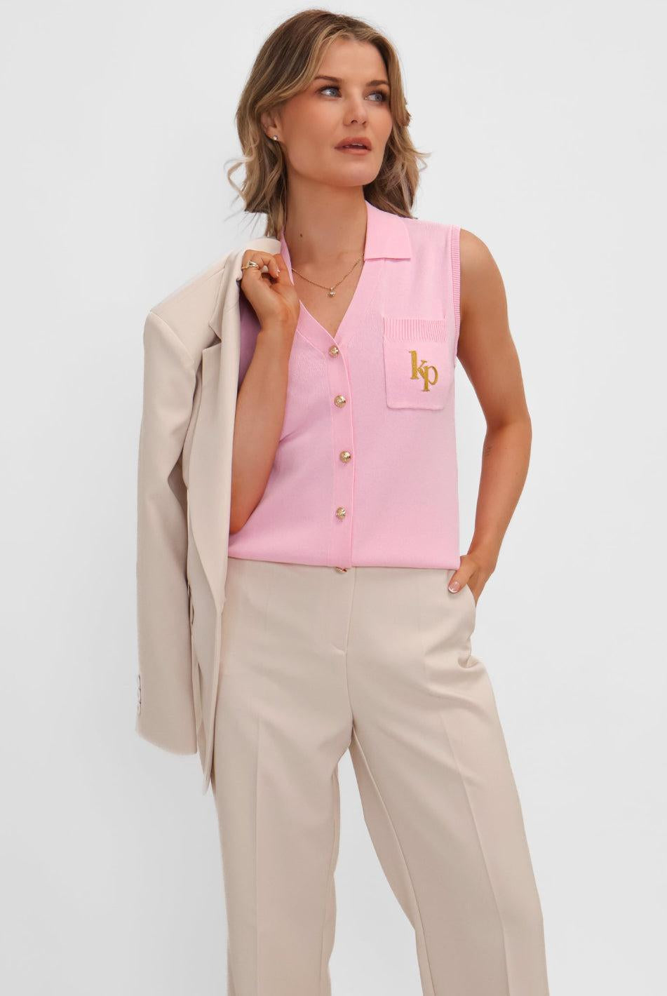 Kate & Pippa Scarlett Waistcoat In Pink-Kate & Pippa