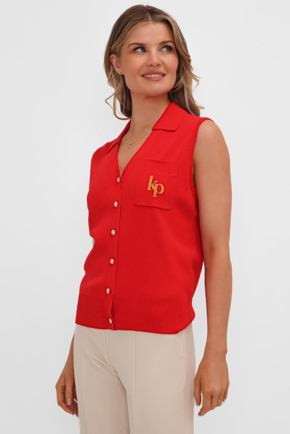 Kate & Pippa Scarlett Waistcoat In Red-Kate & Pippa