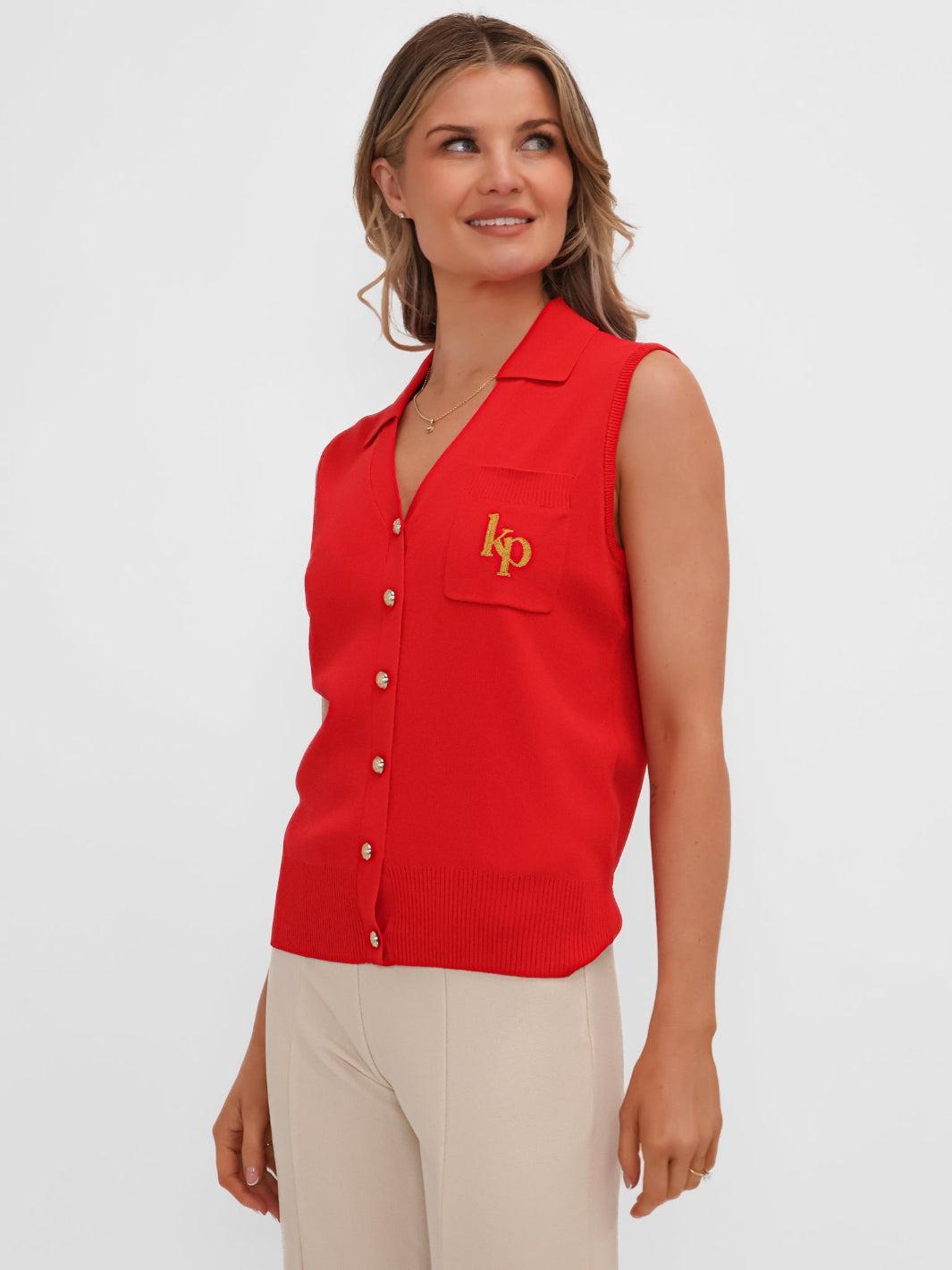 Kate & Pippa Scarlett Waistcoat In Red-Kate & Pippa