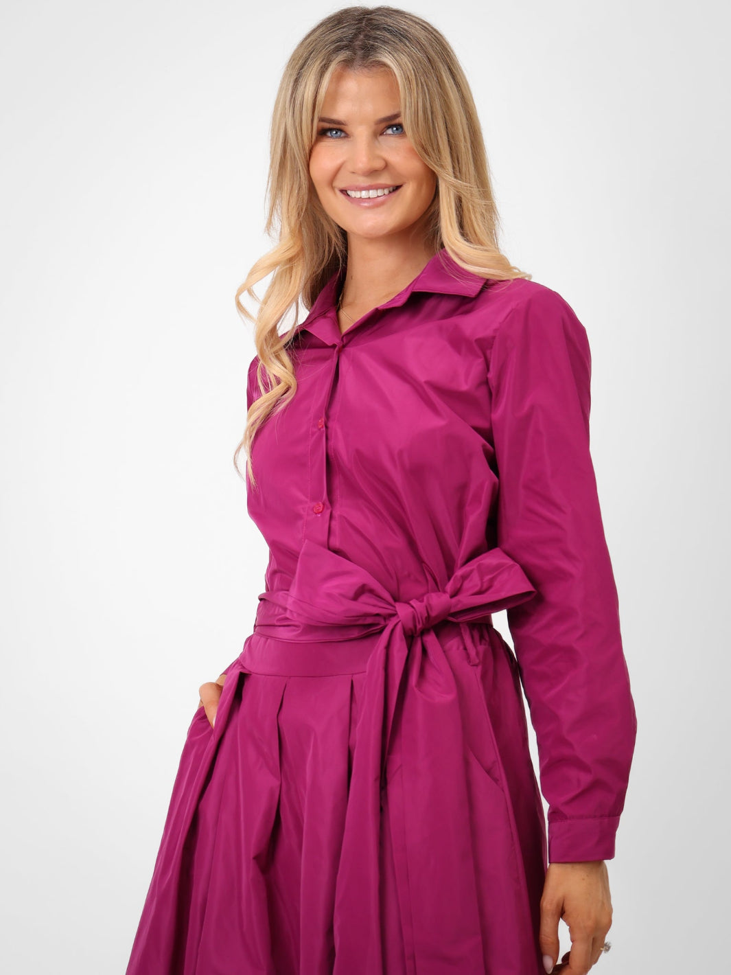 Kate & Pippa Serena Taffeta Shirt In Magenta-Kate & Pippa Autumn/Winter Ladies Clothing