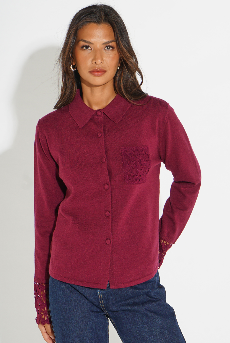 Kate & Pippa Shyloh Cardigan In Plum-Kate & Pippa