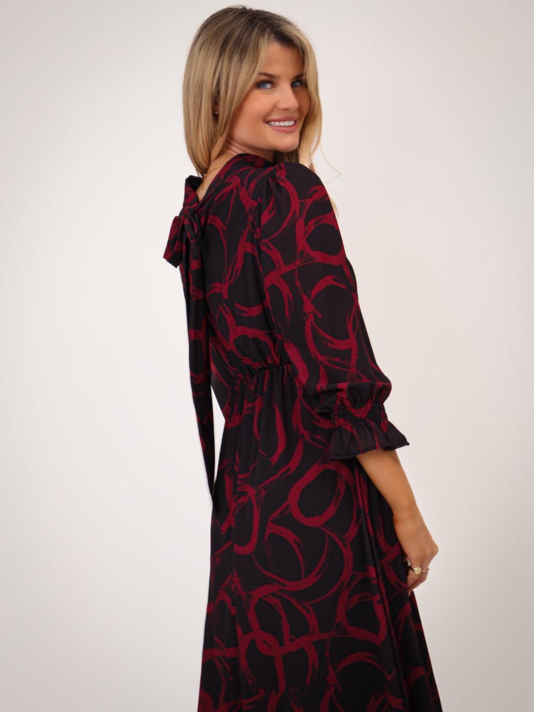 Kate & Pippa Simona Midi Dress In Black / Red-Kate & Pippa Autumn/Winter Ladies Clothing