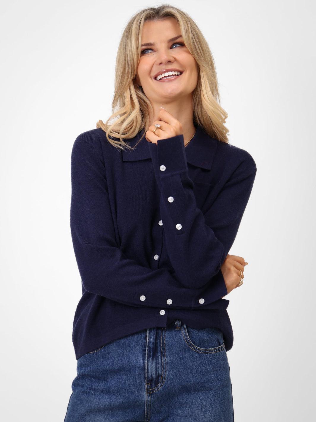 Kate & Pippa Sofi Cardigan In Navy-Kate & Pippa Autumn/Winter Ladies Clothing