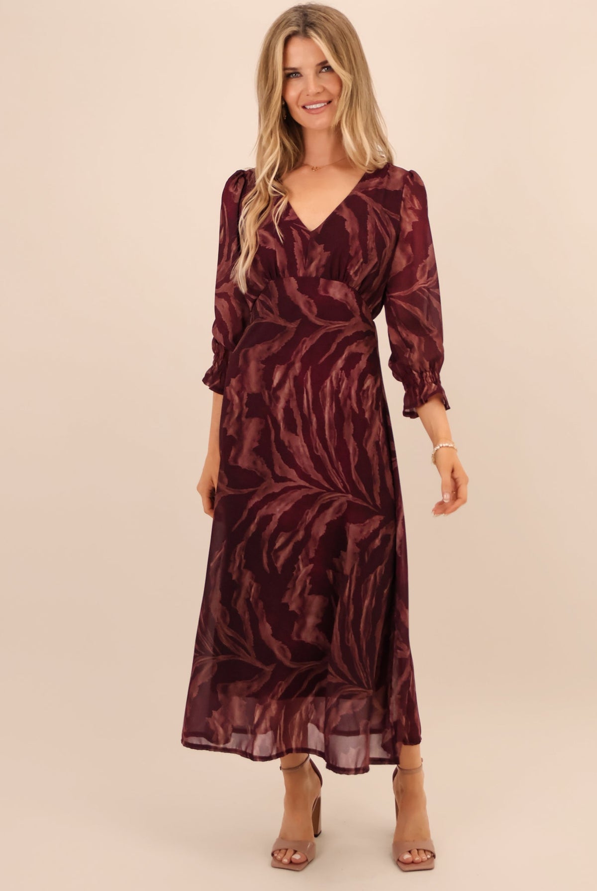 Kate & Pippa Streasa Midi Dress In Plum-Kate & Pippa