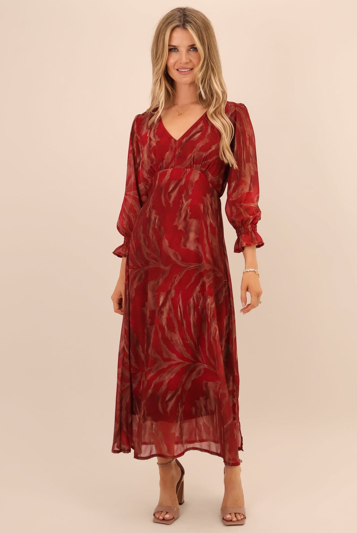 Kate & Pippa Streasa Midi Dress In Red-Kate & Pippa